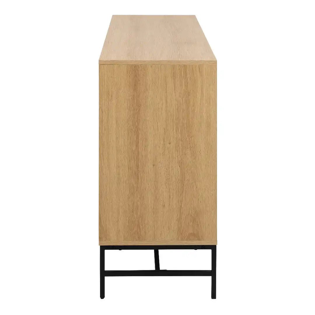 Albany Wide Chest of 6 Drawers in Oak/Black Legs - Price Crash Furniture
