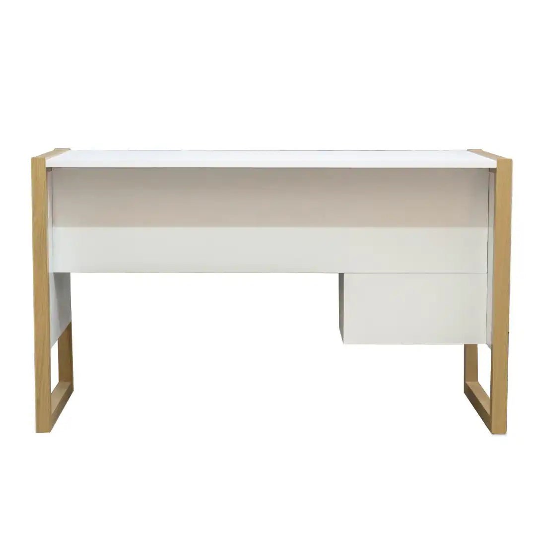 Alcarno Office / Computer Desk in White and Light Oak - Price Crash Furniture