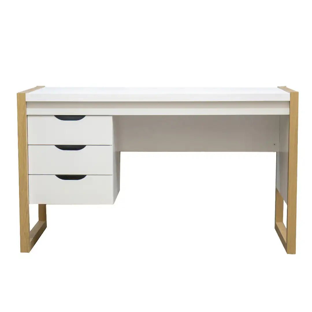 Alcarno Office / Computer Desk in White and Light Oak - Price Crash Furniture
