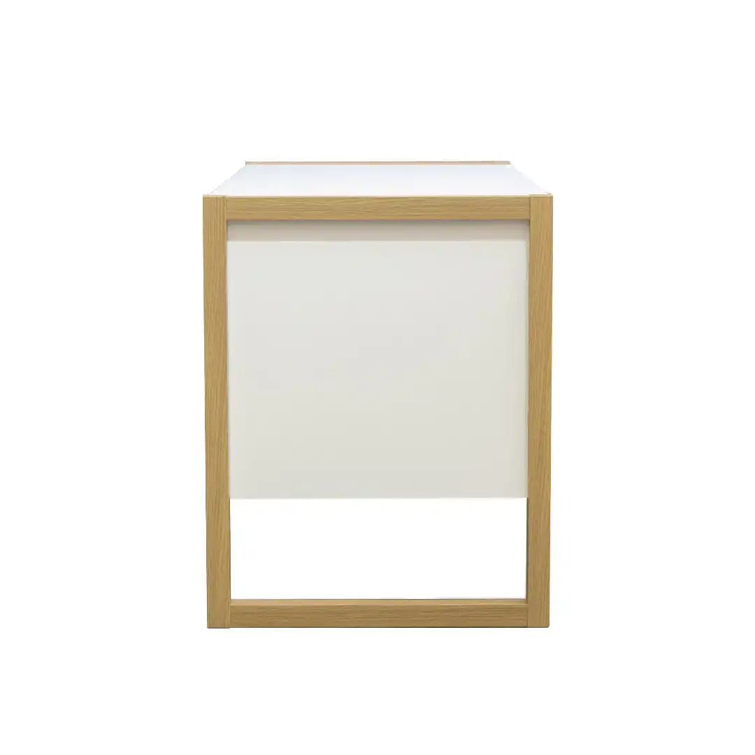 Alcarno Office / Computer Desk in White and Light Oak - Price Crash Furniture