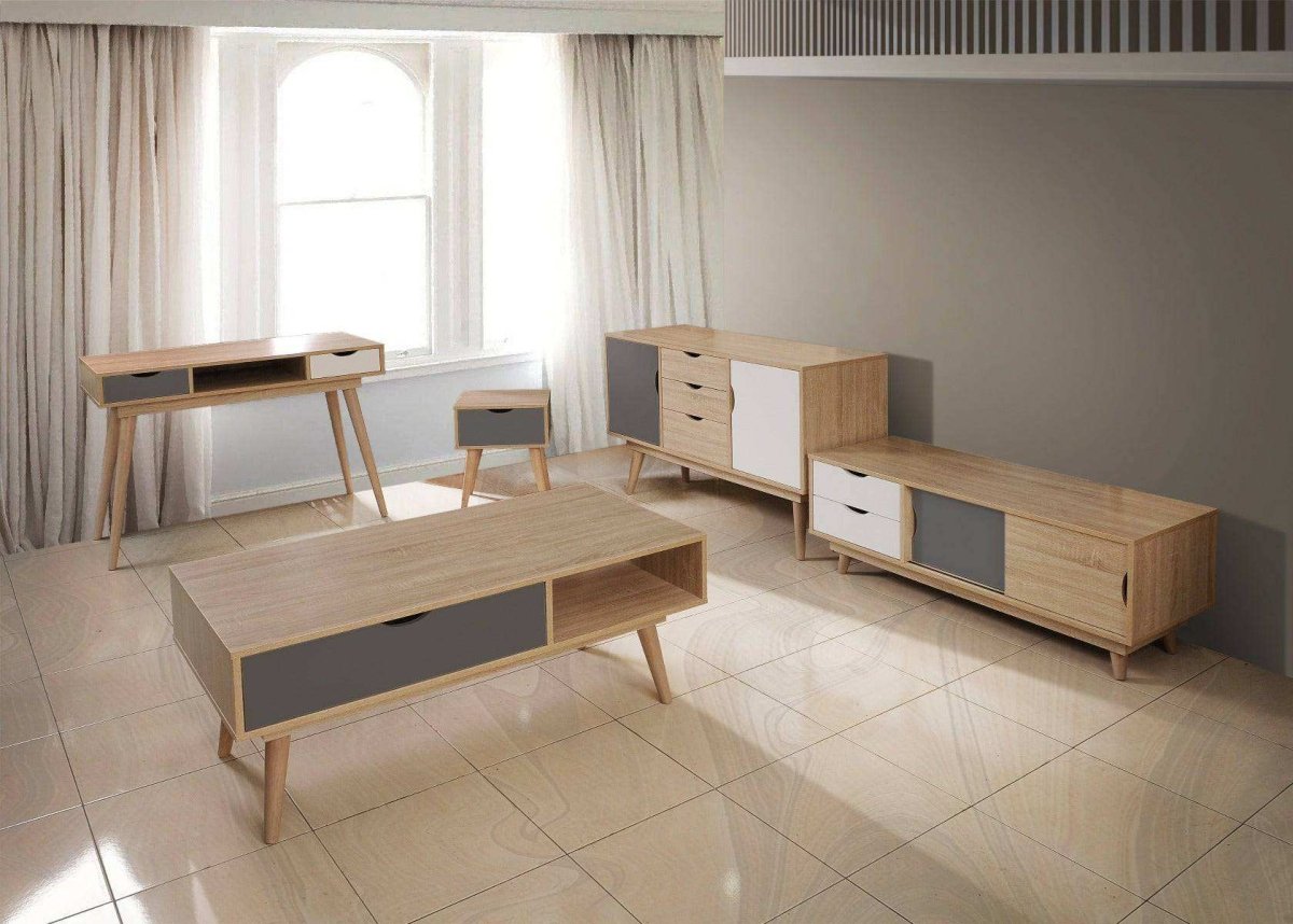 Alford Desk with 2 Drawers in Sonoma Oak and Grey - Price Crash Furniture