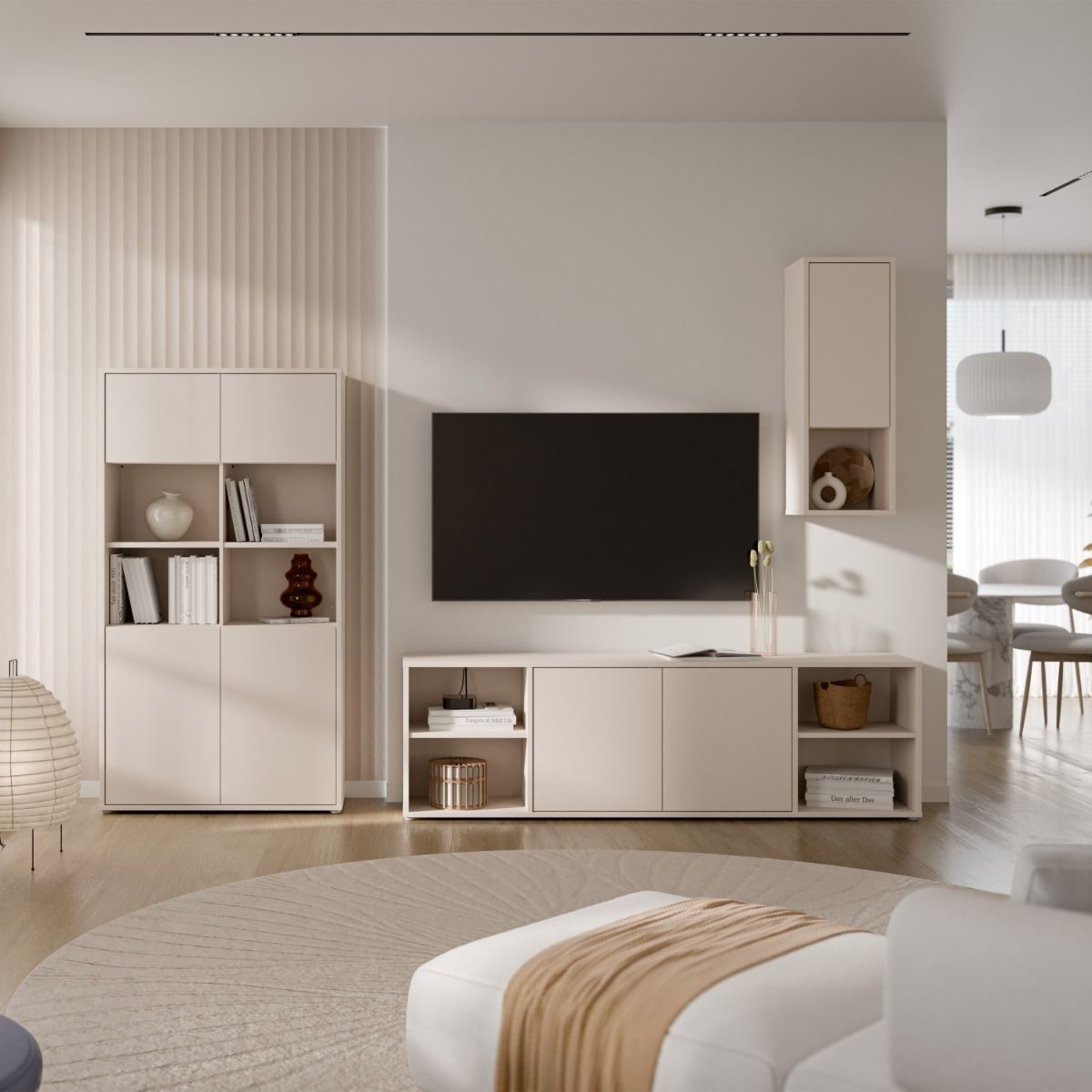 Alice Springs Wide TV Cabinet With 2 Push To Open Doors & 2 Open Shelves In Sand - Price Crash Furniture