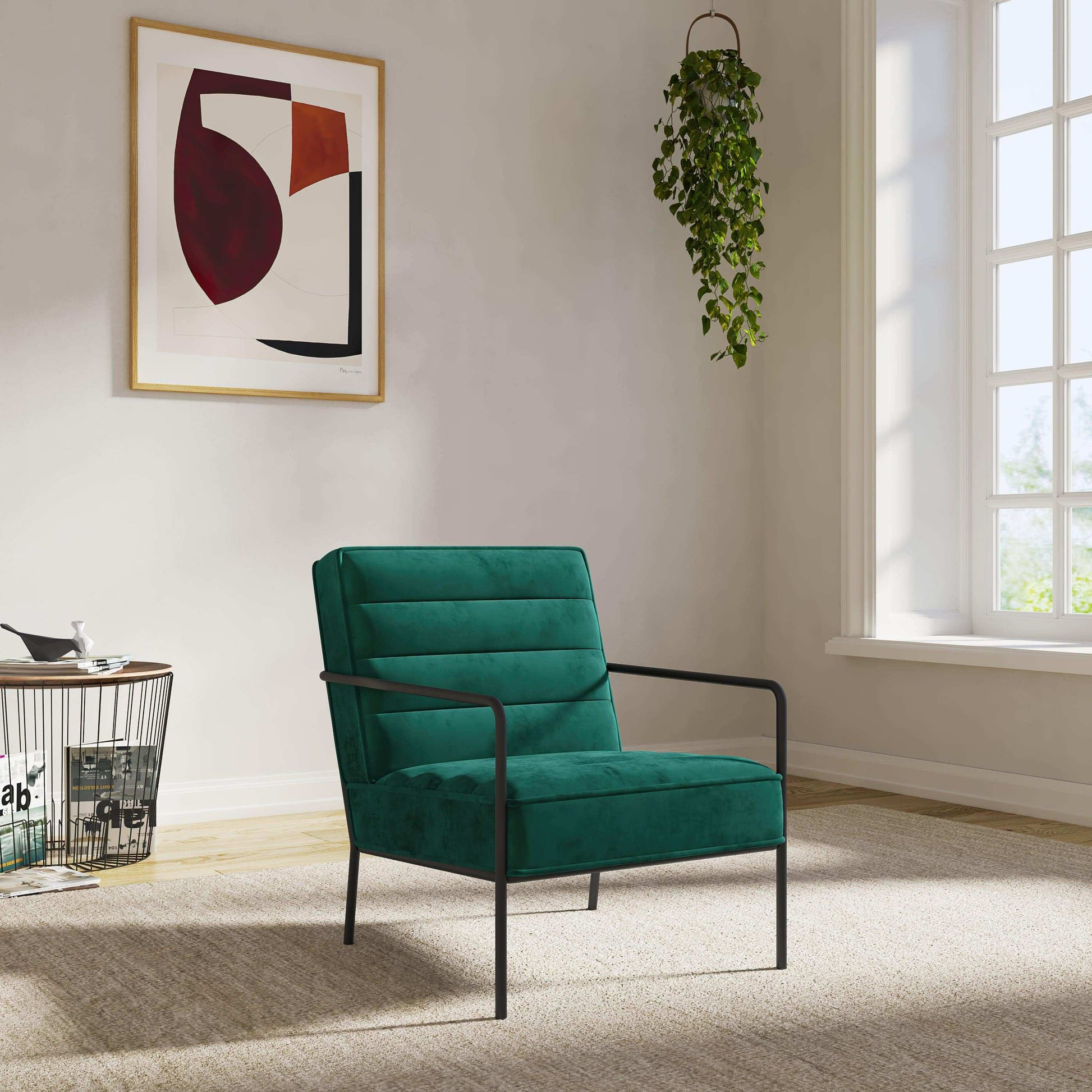 Alphason Bookham Accent Chair in Green Velvet by Dorel - Price Crash Furniture