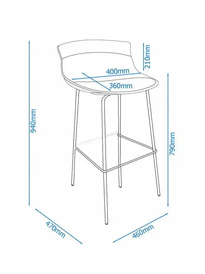 Alphason Helena Barstool with Backrest - Grey & Black - Price Crash Furniture