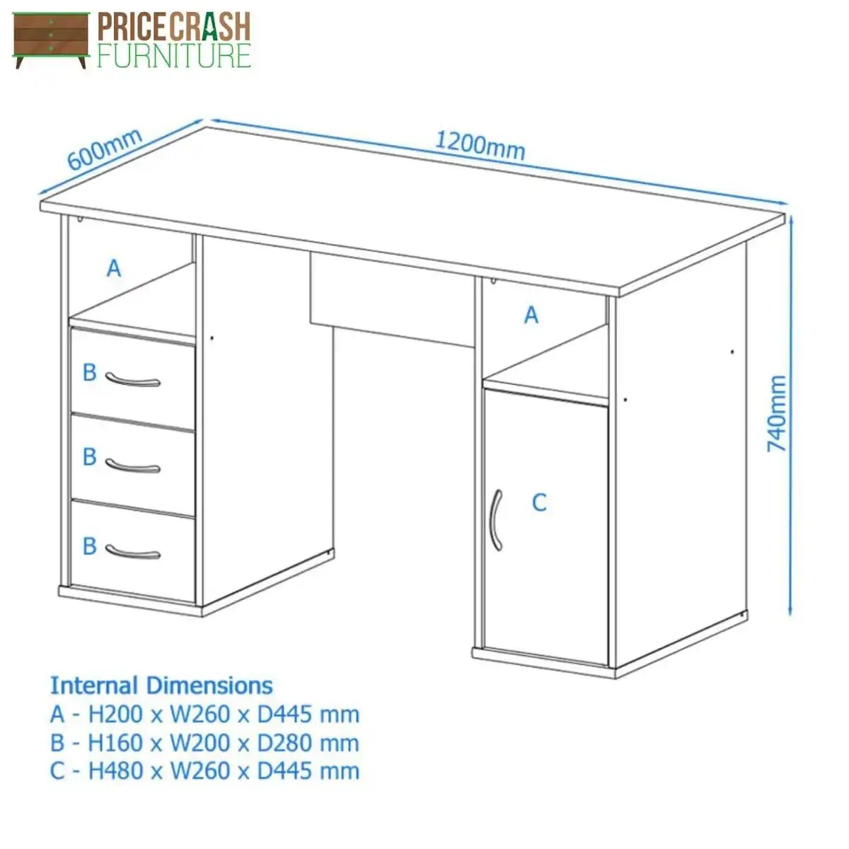 Alphason Maryland Computer Desk Workstation in Walnut - Price Crash Furniture