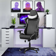 Alphason Senna Fully Adjustable Gaming Chair - Black & White Faux Leather - Price Crash Furniture