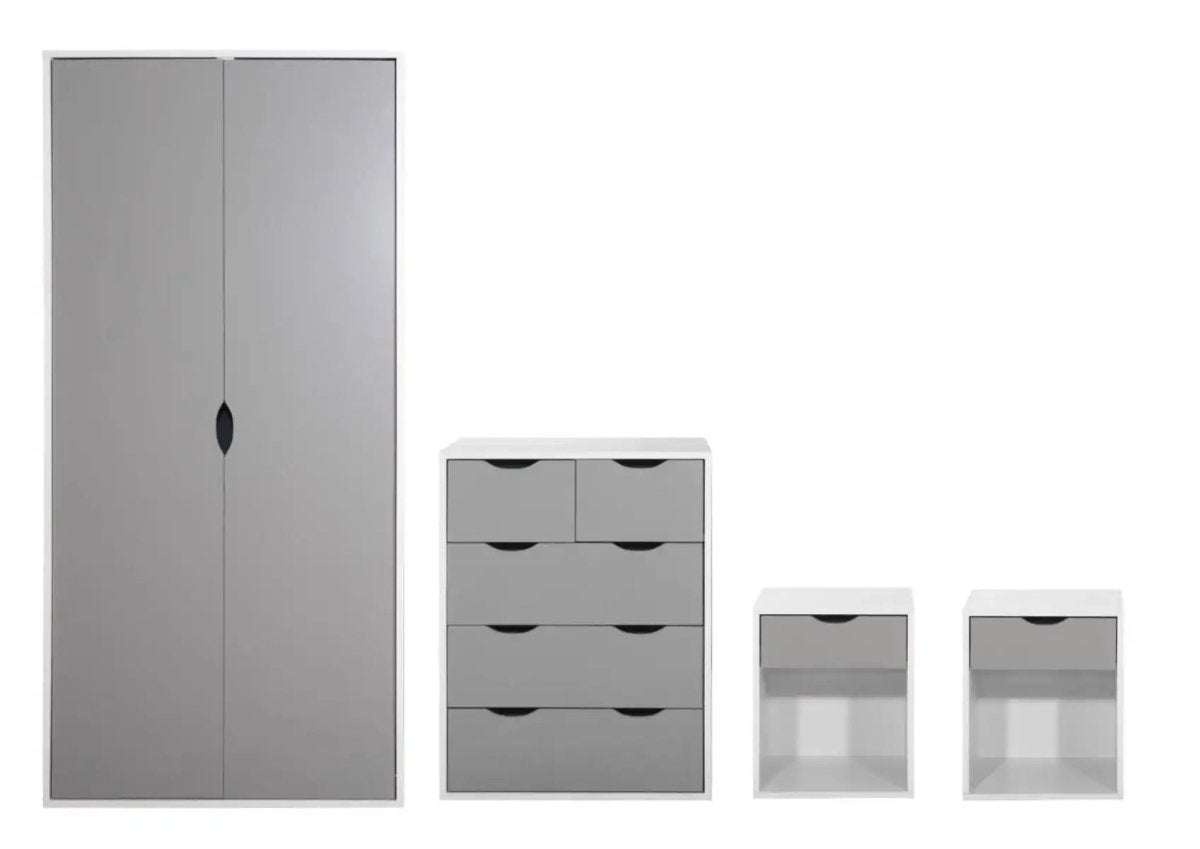 Alton 4 Piece Bedroom Set in Grey and White by TAD - Price Crash Furniture