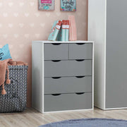 Alton 5 Drawer Chest of Drawers in Grey and White by TAD - Price Crash Furniture