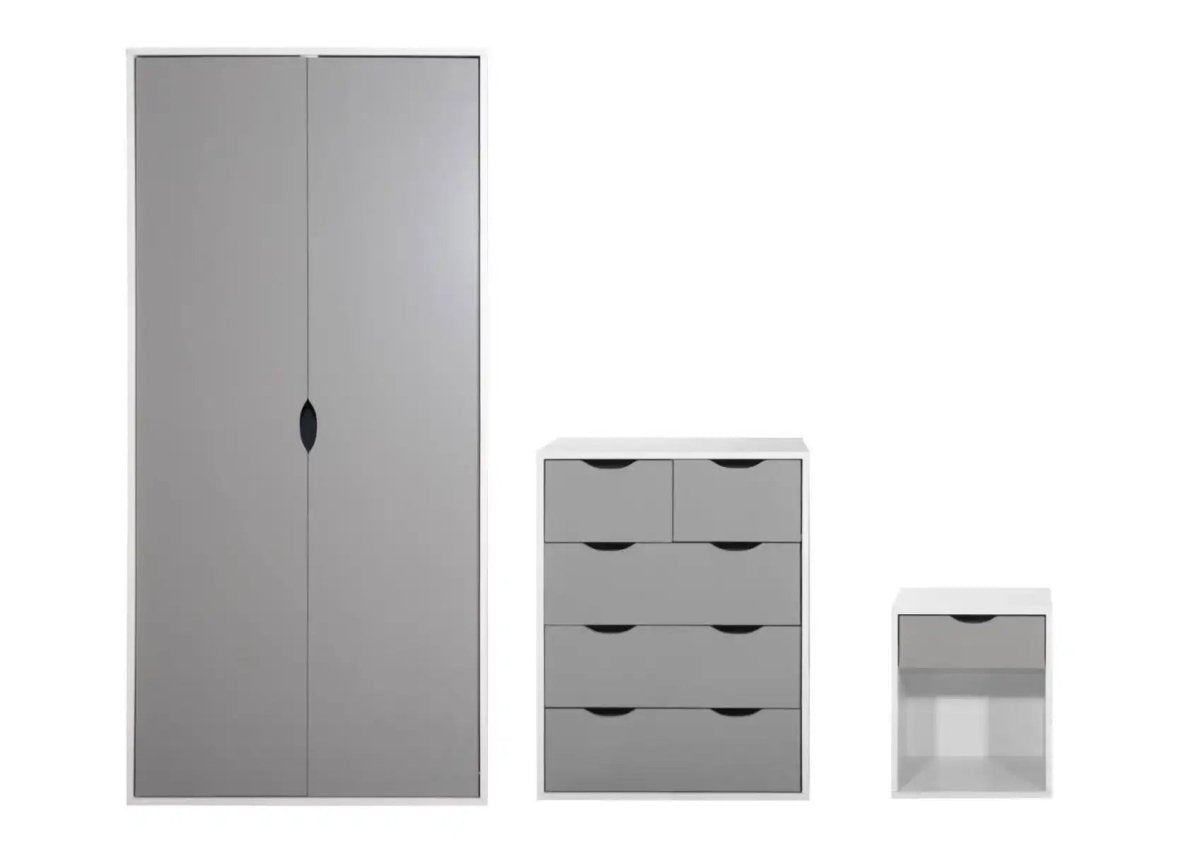 Alton Large 3 Piece Bedroom Set in Grey and White by TAD - Price Crash Furniture