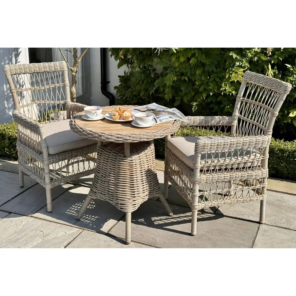 Amalfi Collection Outdoor Bistro Table With Wood Top - Price Crash Furniture
