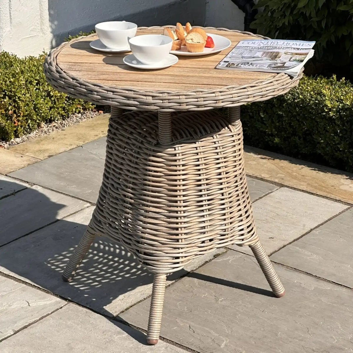 Amalfi Collection Outdoor Bistro Table With Wood Top - Price Crash Furniture