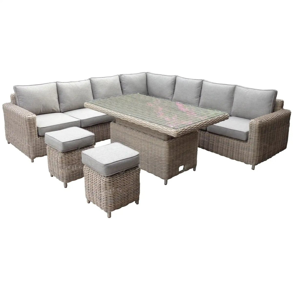 Amalfi Outdoor Large Corner Set With Riser Table + 2 Stools - Price Crash Furniture