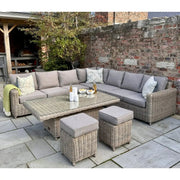 Amalfi Outdoor Large Corner Set With Riser Table + 2 Stools - Price Crash Furniture