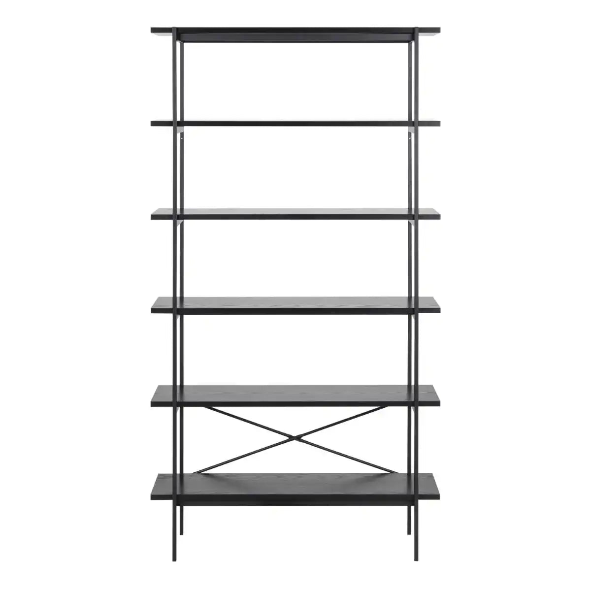 Angus Bookcase With 5 Shelves In Black - Price Crash Furniture