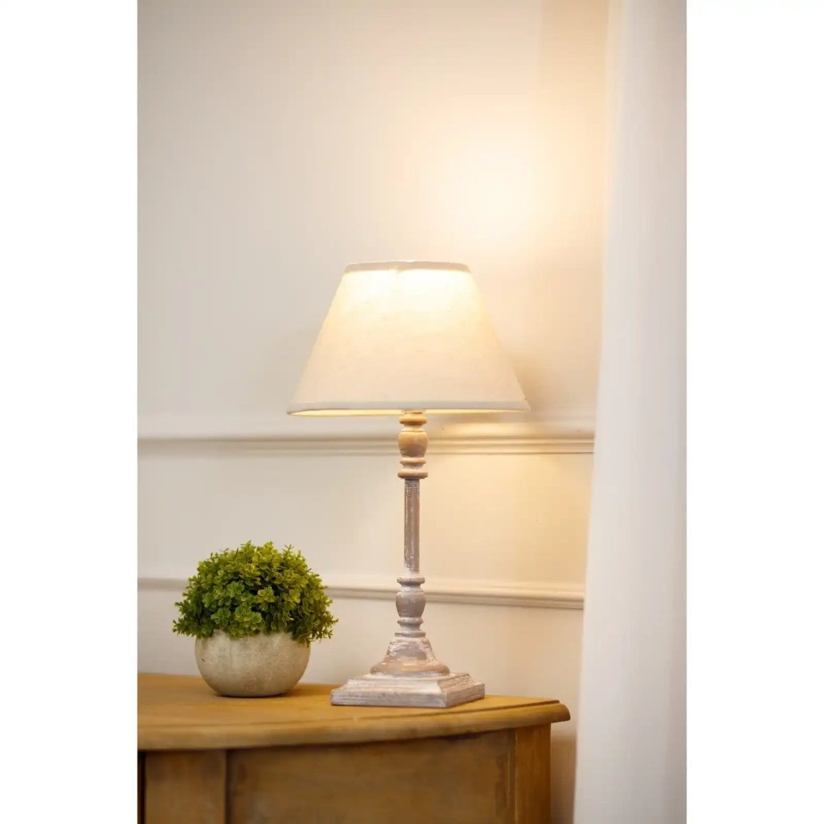 Antia Stem Table Lamp With Linen Shade - Price Crash Furniture
