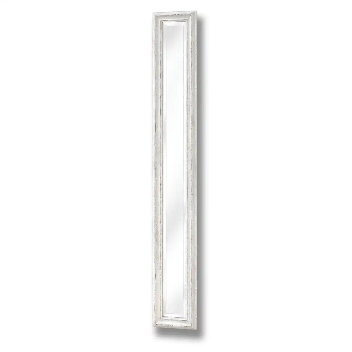 Antique White Frame Narrow Wall Mirror - Price Crash Furniture