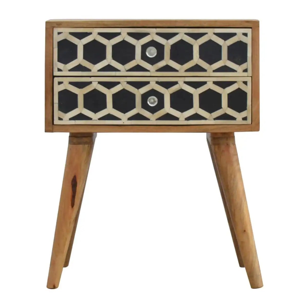 ArtHaus Collection Bone Inlay 2 Drawer Bedside Table Cabinet - Price Crash Furniture