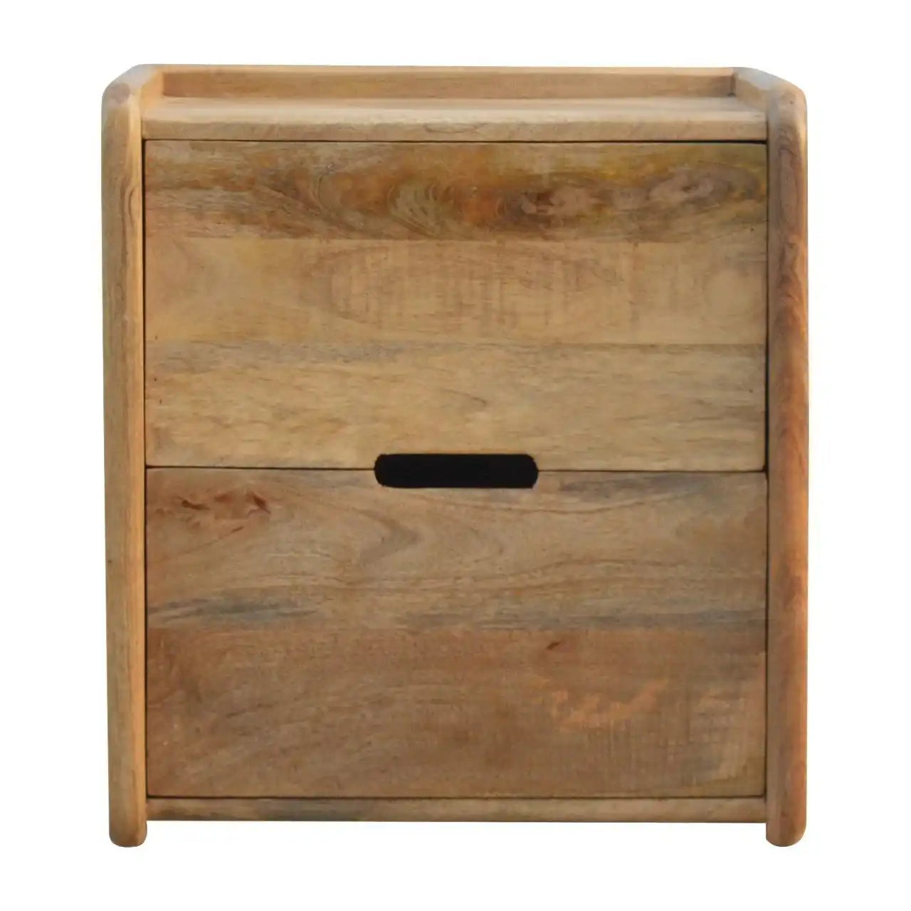 ArtHaus Collection Scandi Curved Gallery Back 2 Drawer Bedside With Open Slot - Price Crash Furniture