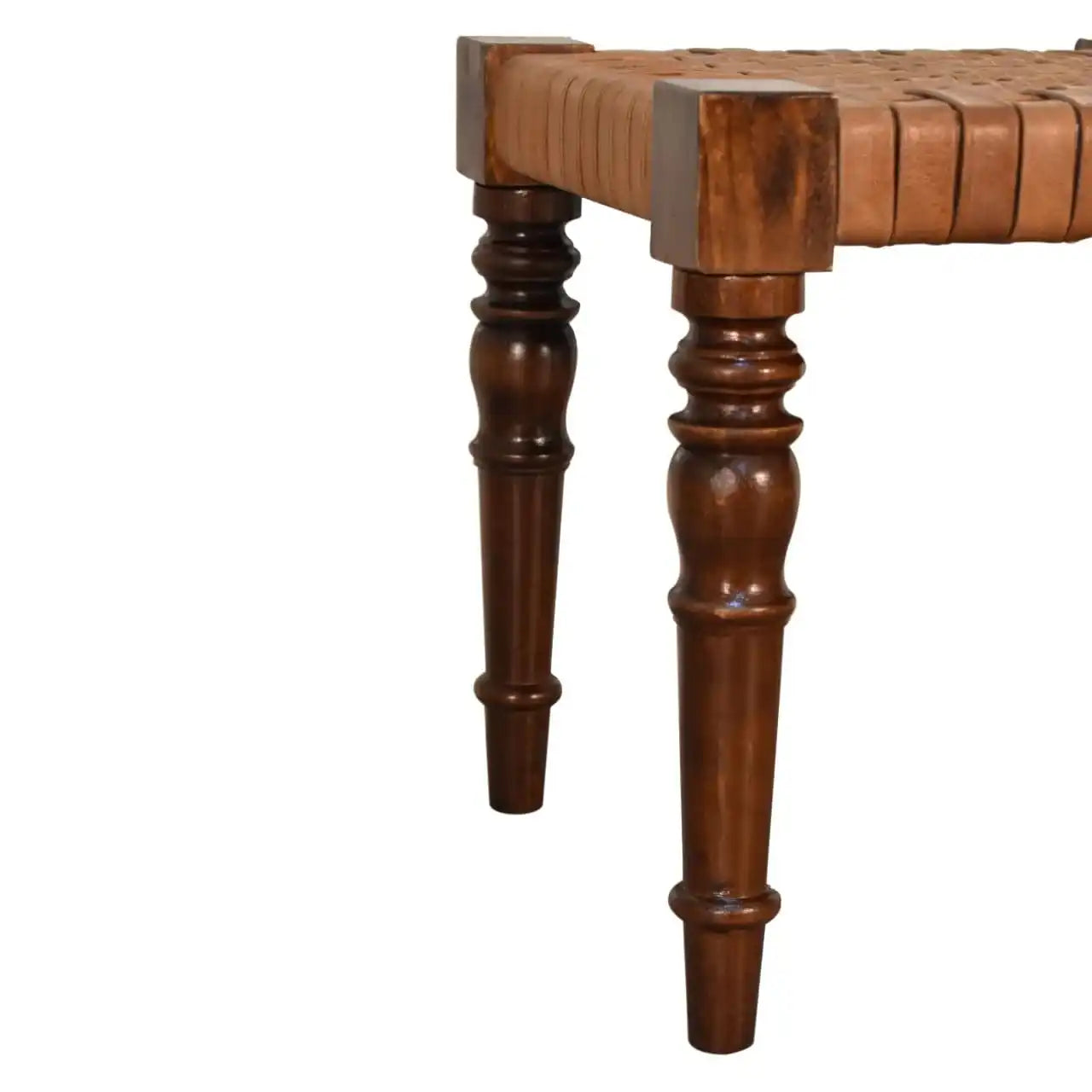 Artisan Woven Leather Footstool - Price Crash Furniture