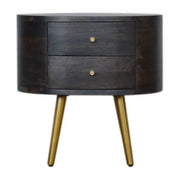 Ash Black Bedside with Brass Legs - Price Crash Furniture