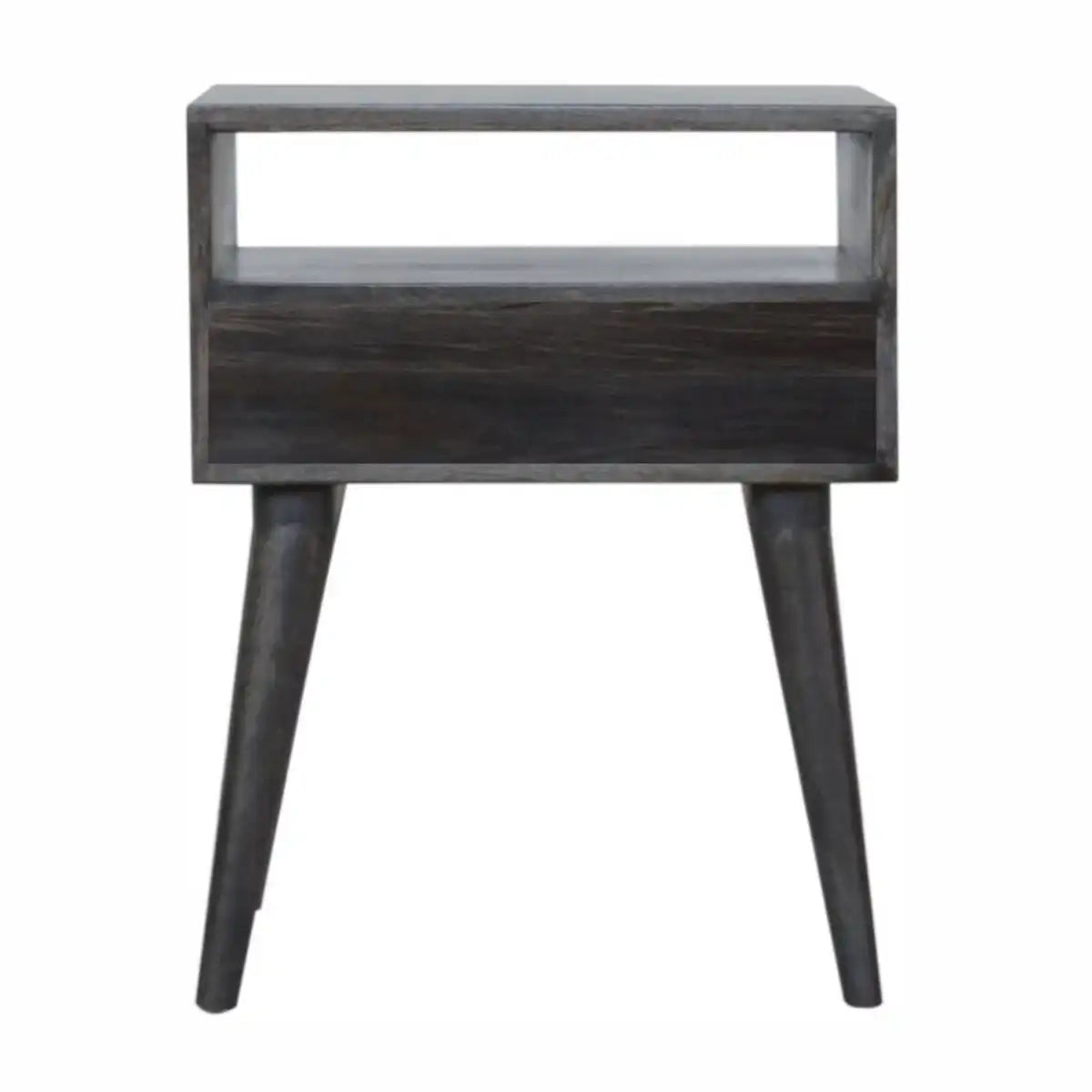 Ash Black Carved Drawer Bedside Table - Price Crash Furniture