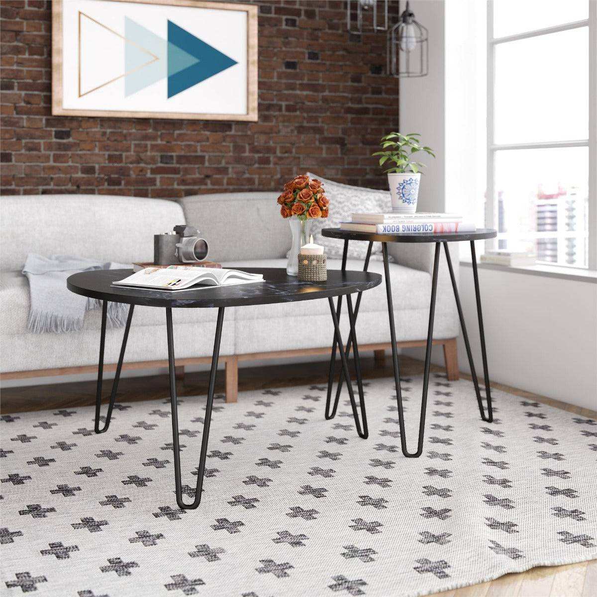 Athena Nesting Tables in Black by Dorel Novogratz - Price Crash Furniture
