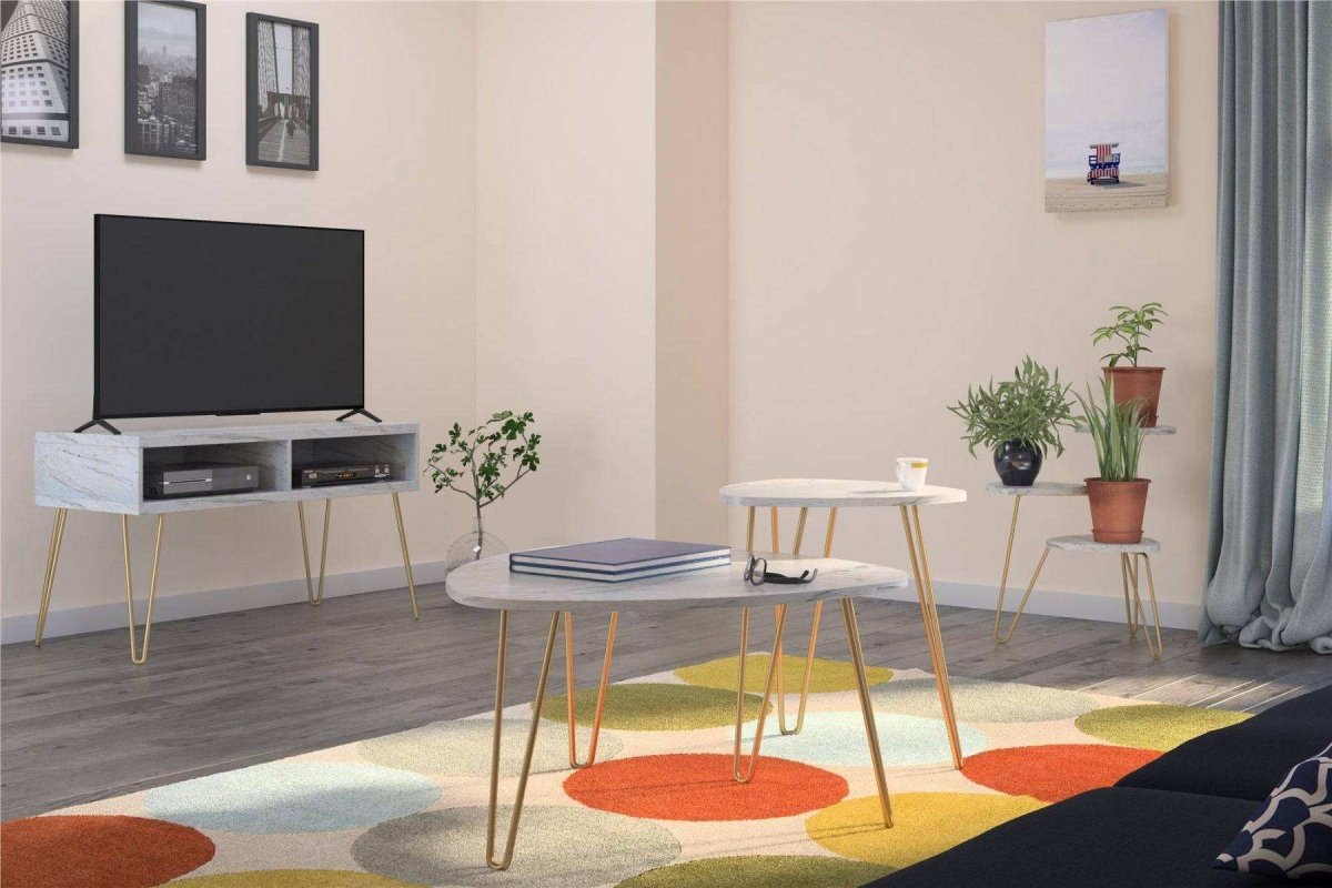 Athena Nesting Tables in White by Dorel Novogratz - Price Crash Furniture