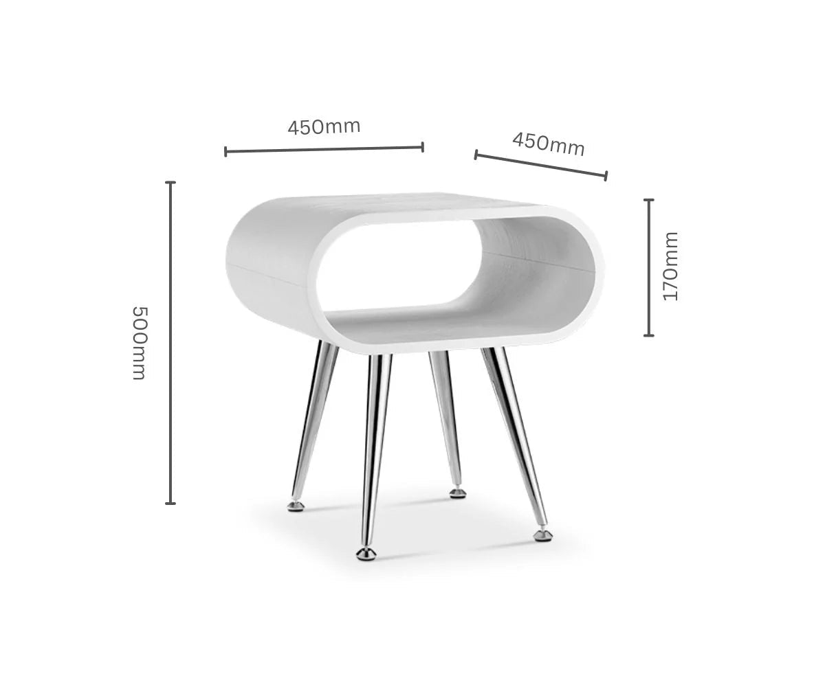 Auckland White & Chrome Side Table by Jual Furnishings - Price Crash Furniture