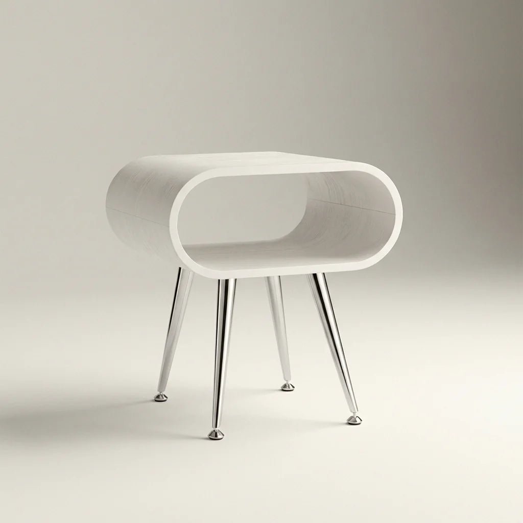 Auckland White & Chrome Side Table by Jual Furnishings - Price Crash Furniture