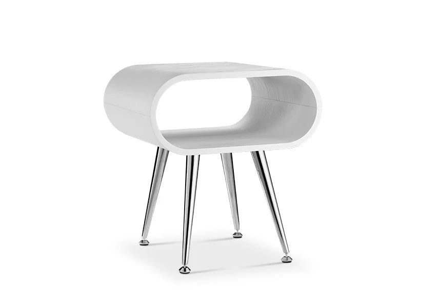 Auckland White & Chrome Side Table by Jual Furnishings - Price Crash Furniture