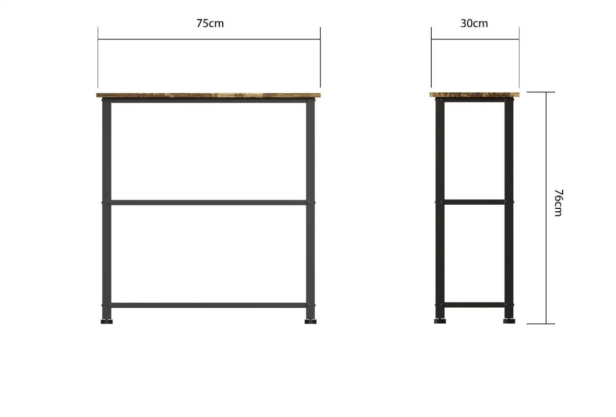 Bala Living Shoe Rack rustic wood grain with black frame - Price Crash Furniture
