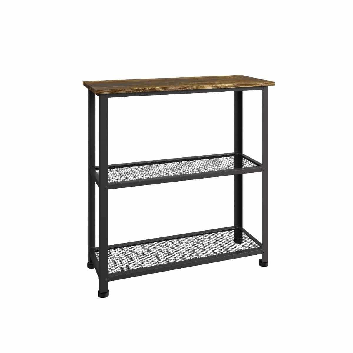 Bala Living Shoe Rack rustic wood grain with black frame - Price Crash Furniture