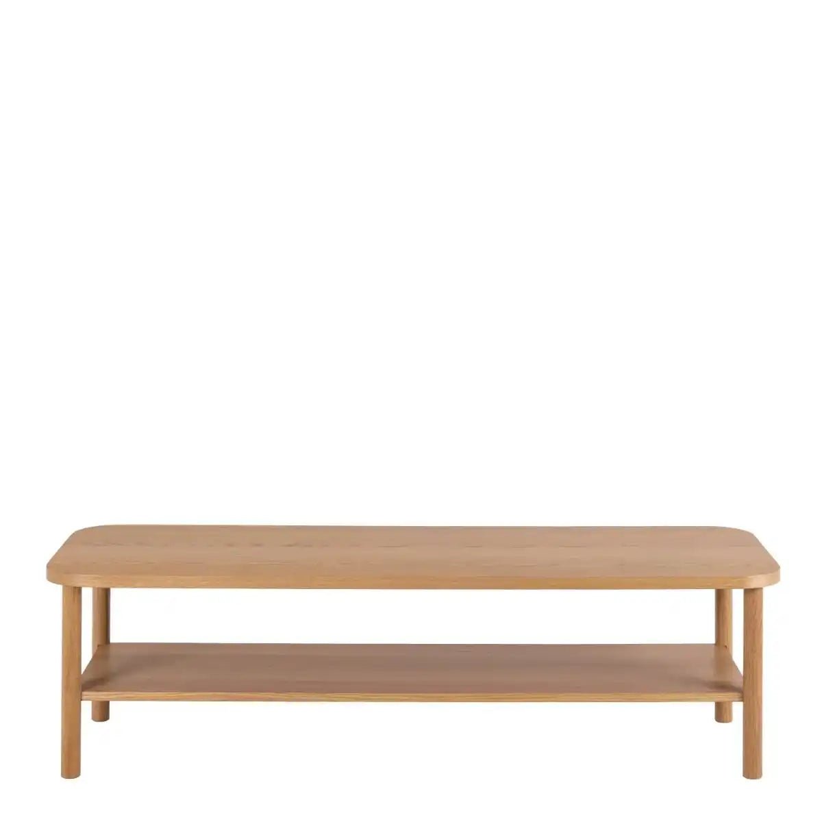 Banbury Retro Style Coffee Table With Shelf In Oak - Price Crash Furniture