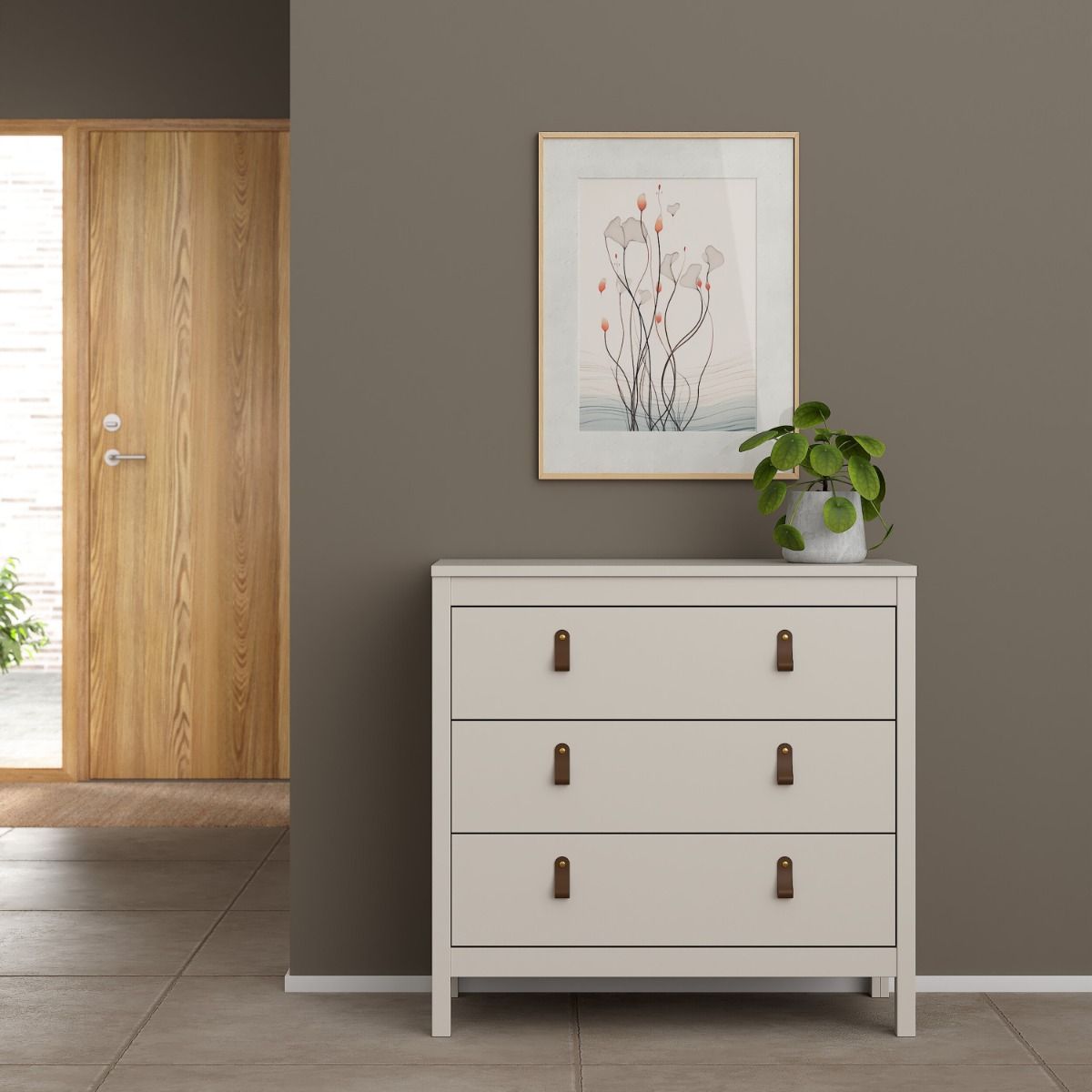 Barcelona 3 Drawer Chest of Drawers In Cashmere - Price Crash Furniture