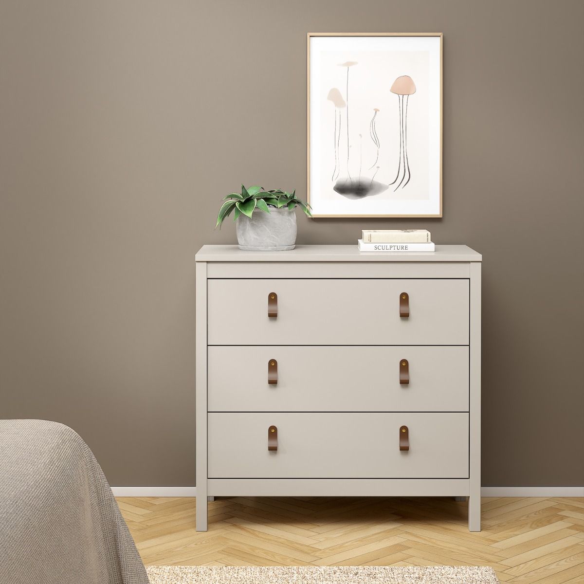 Barcelona 3 Drawer Chest of Drawers In Cashmere - Price Crash Furniture