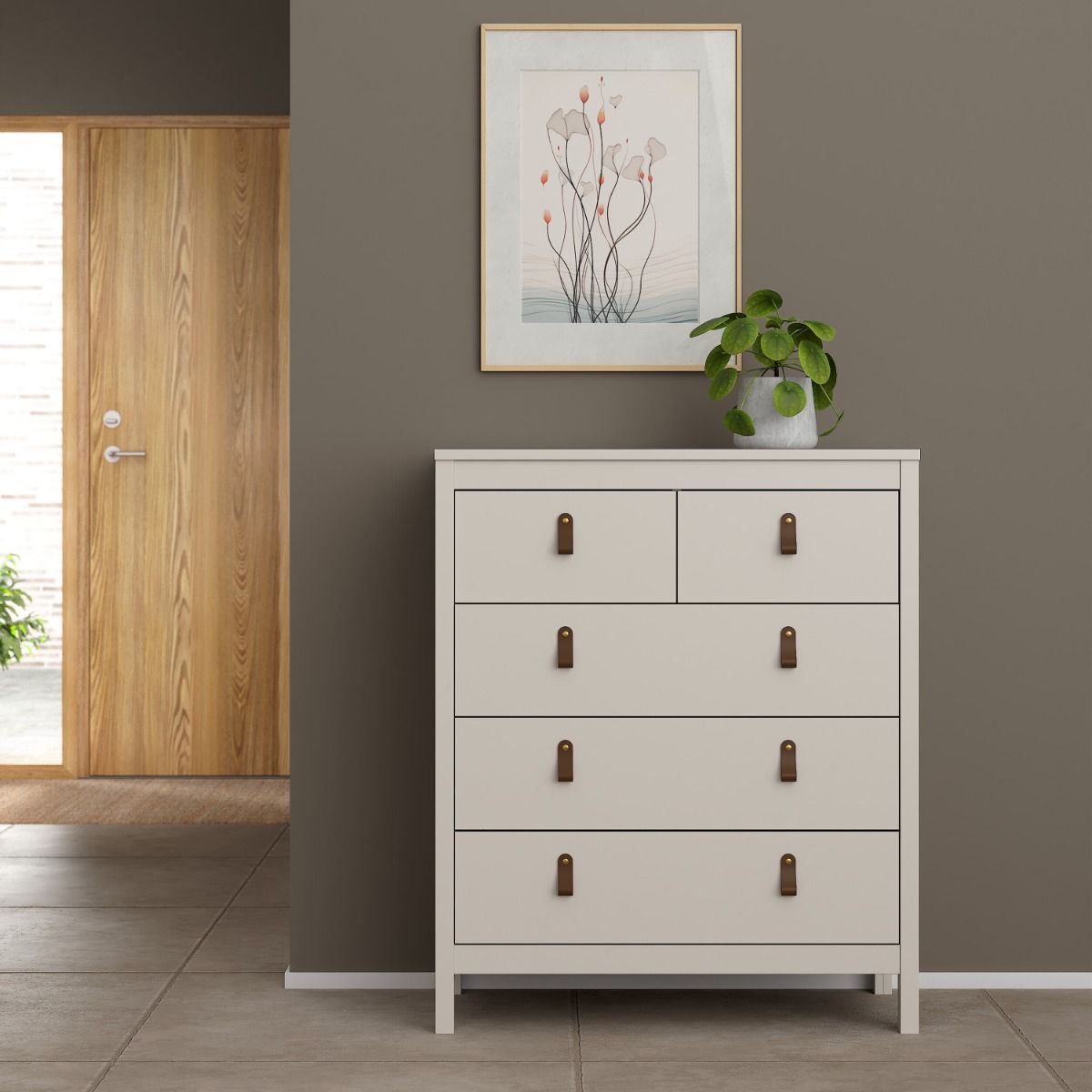 Barcelona 3+2 5 Drawer Chest of Drawers In Cashmere - Price Crash Furniture