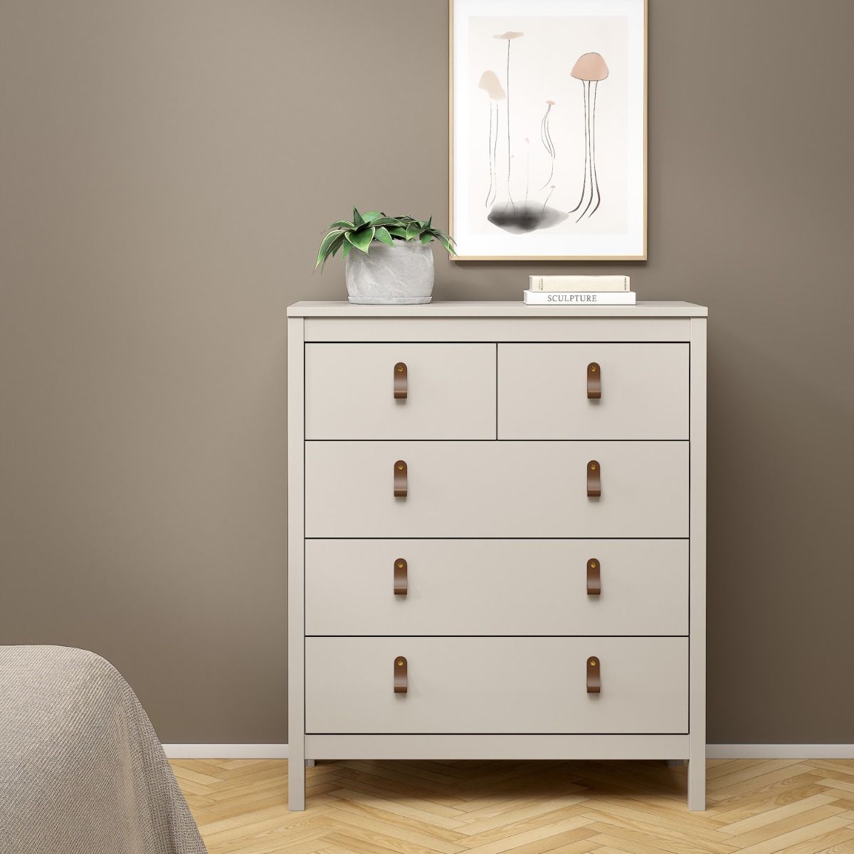 Barcelona 3+2 5 Drawer Chest of Drawers In Cashmere - Price Crash Furniture