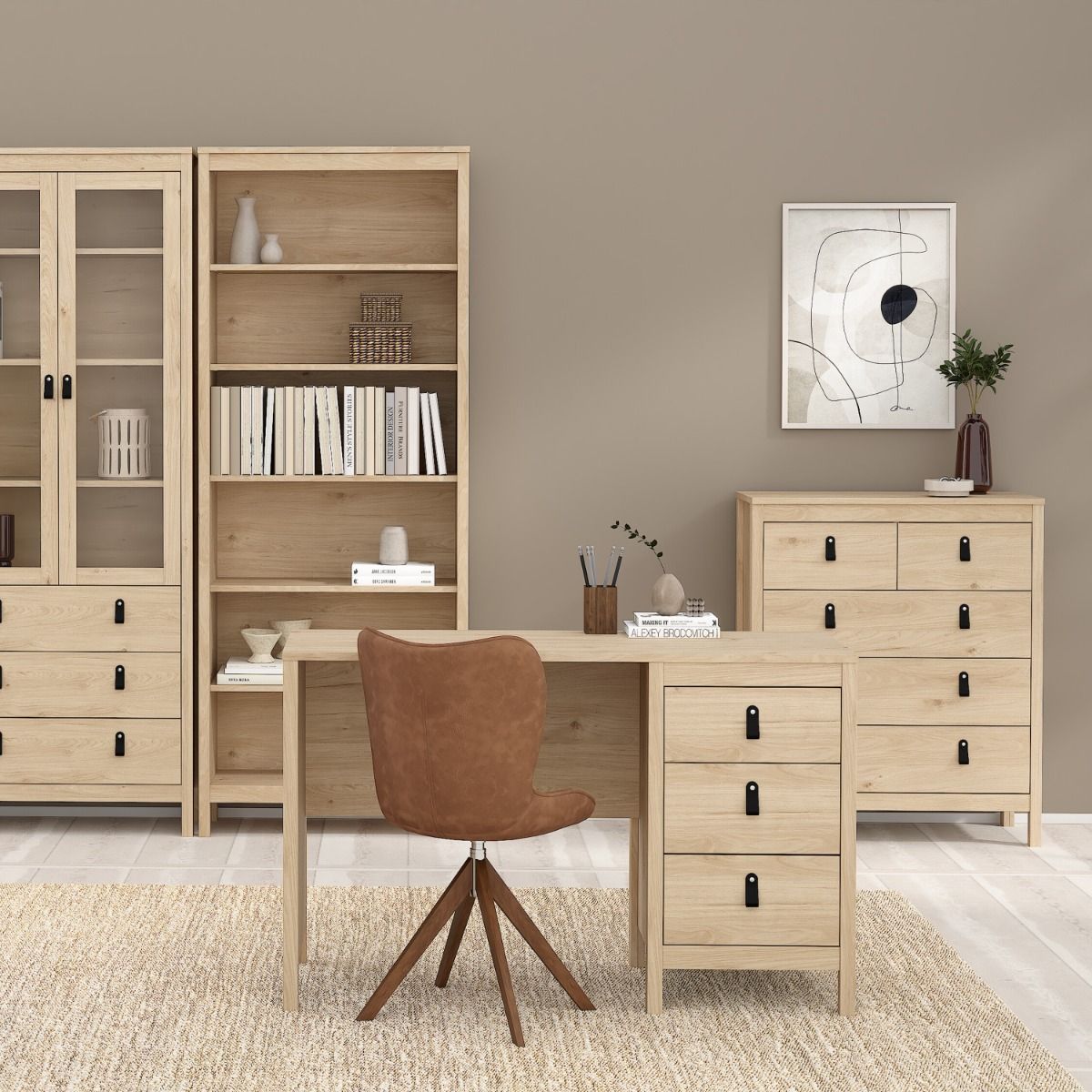Barcelona 5 Drawer Chest of Drawers Unit In Jackson Hickory Oak - Price Crash Furniture