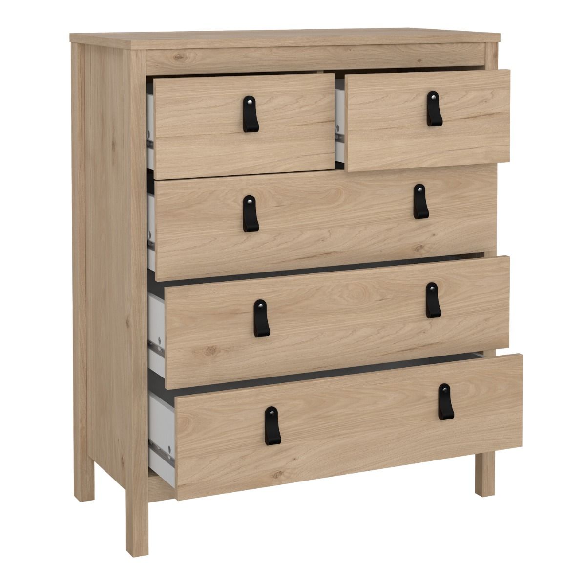 Barcelona 5 Drawer Chest of Drawers Unit In Jackson Hickory Oak - Price Crash Furniture