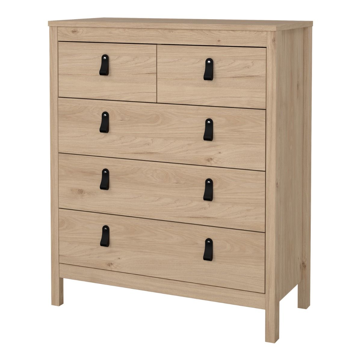 Barcelona 5 Drawer Chest of Drawers Unit In Jackson Hickory Oak - Price Crash Furniture