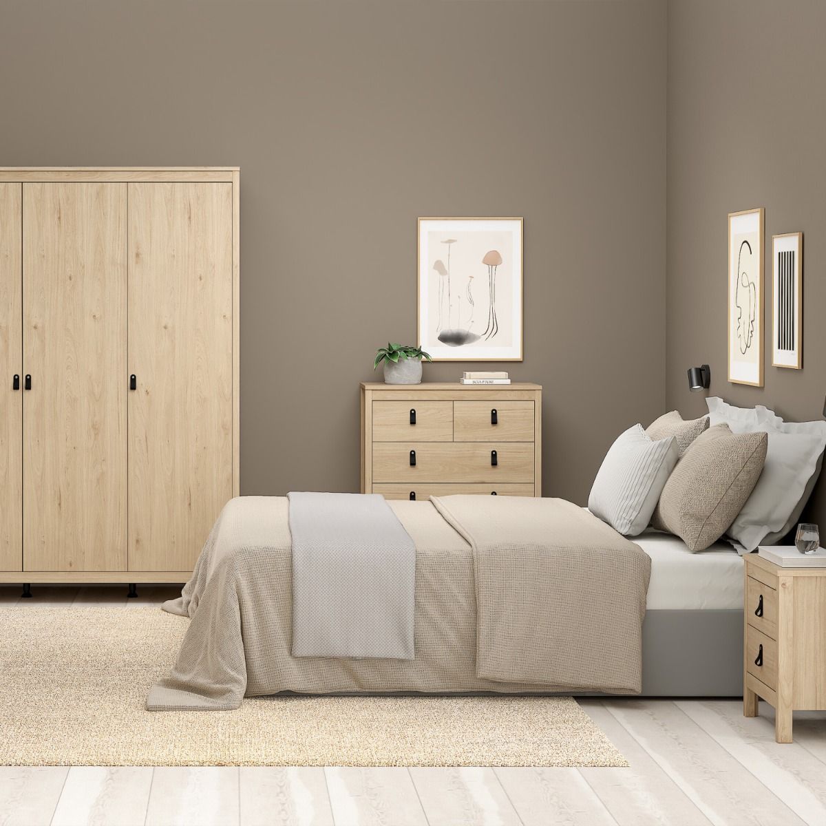 Barcelona 5 Drawer Chest of Drawers Unit In Jackson Hickory Oak - Price Crash Furniture