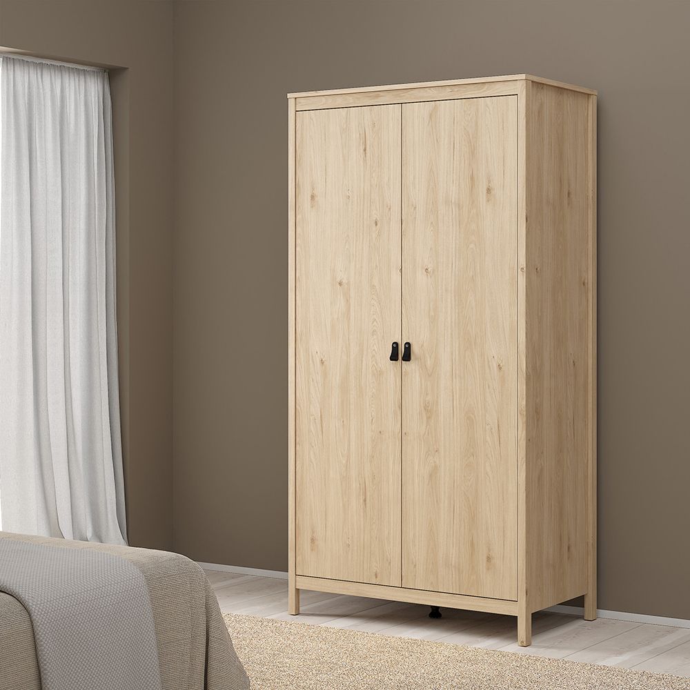 Barcelona Bedroom Package 2 Drawer Bedside 5 Drawer Chest 2 Door Wardrobe In Jackson Hickory Oak - Price Crash Furniture
