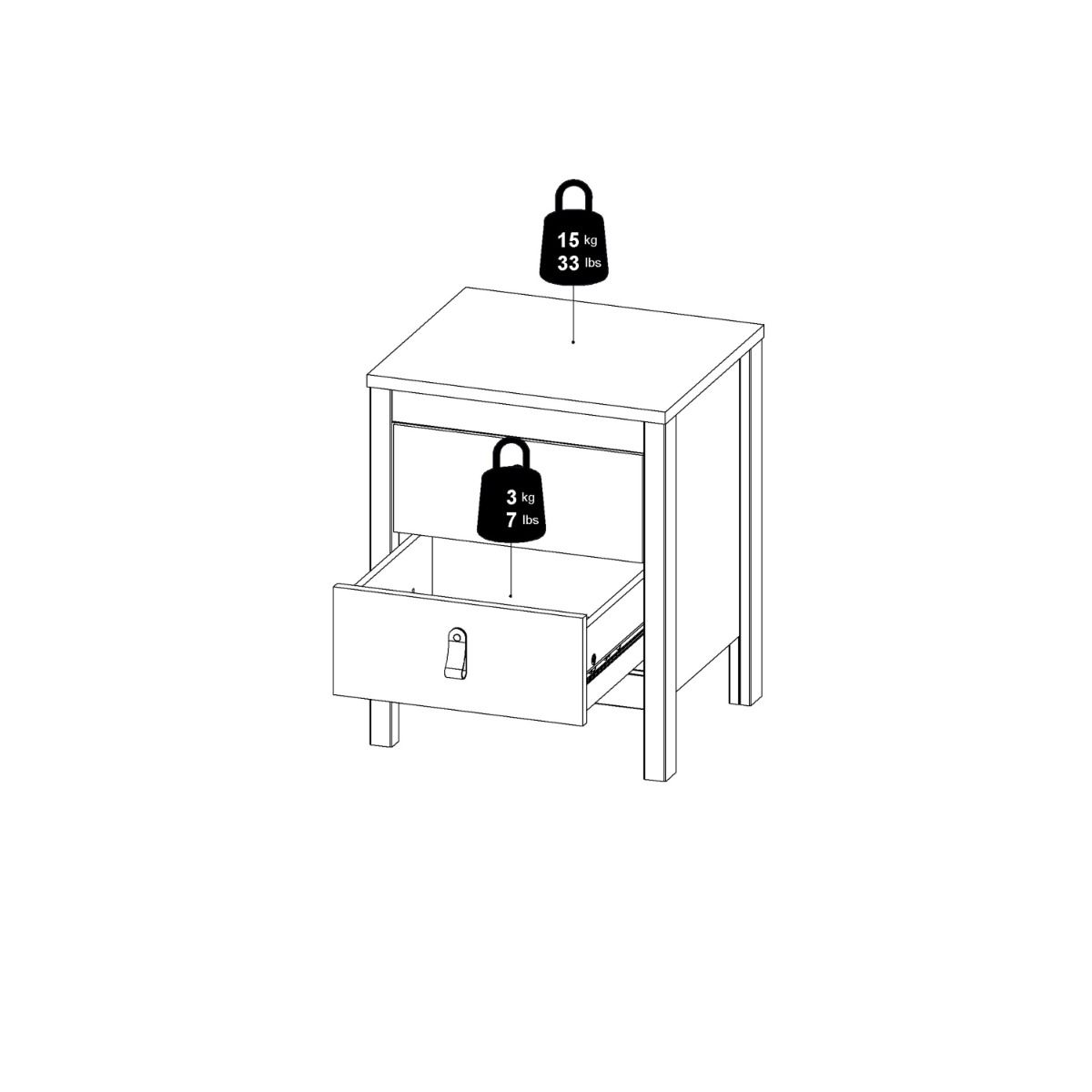 Barcelona Bedside Table 2 Drawers In Cashmere - Price Crash Furniture