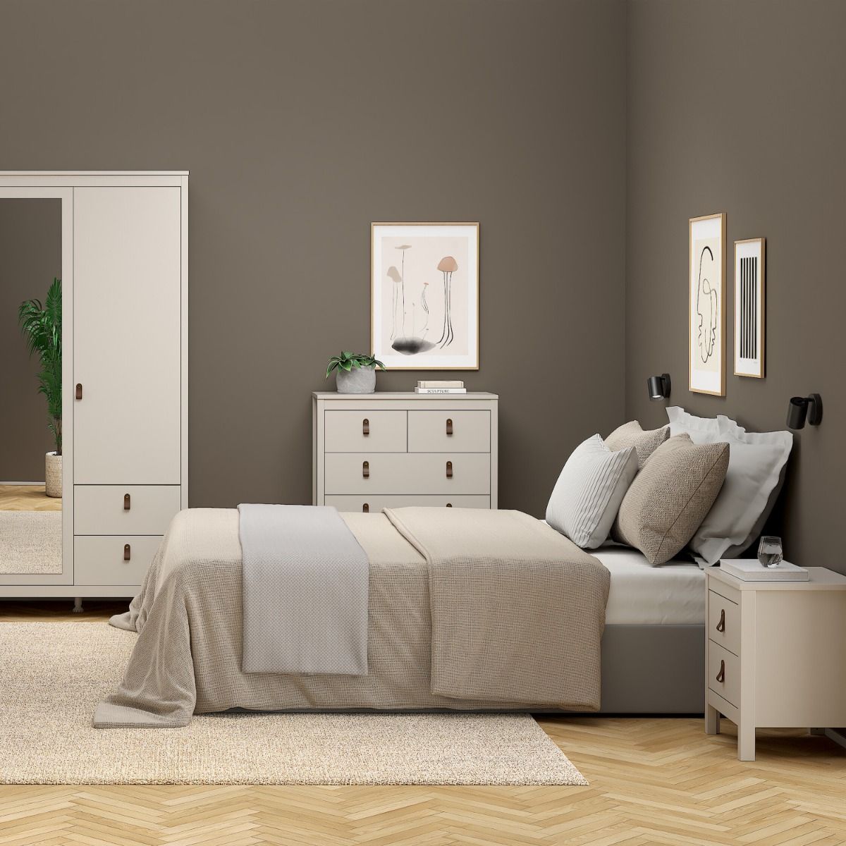 Barcelona Bedside Table 2 Drawers In Cashmere - Price Crash Furniture