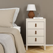 Barcelona Bedside Table 3 Drawers In Cashmere - Price Crash Furniture