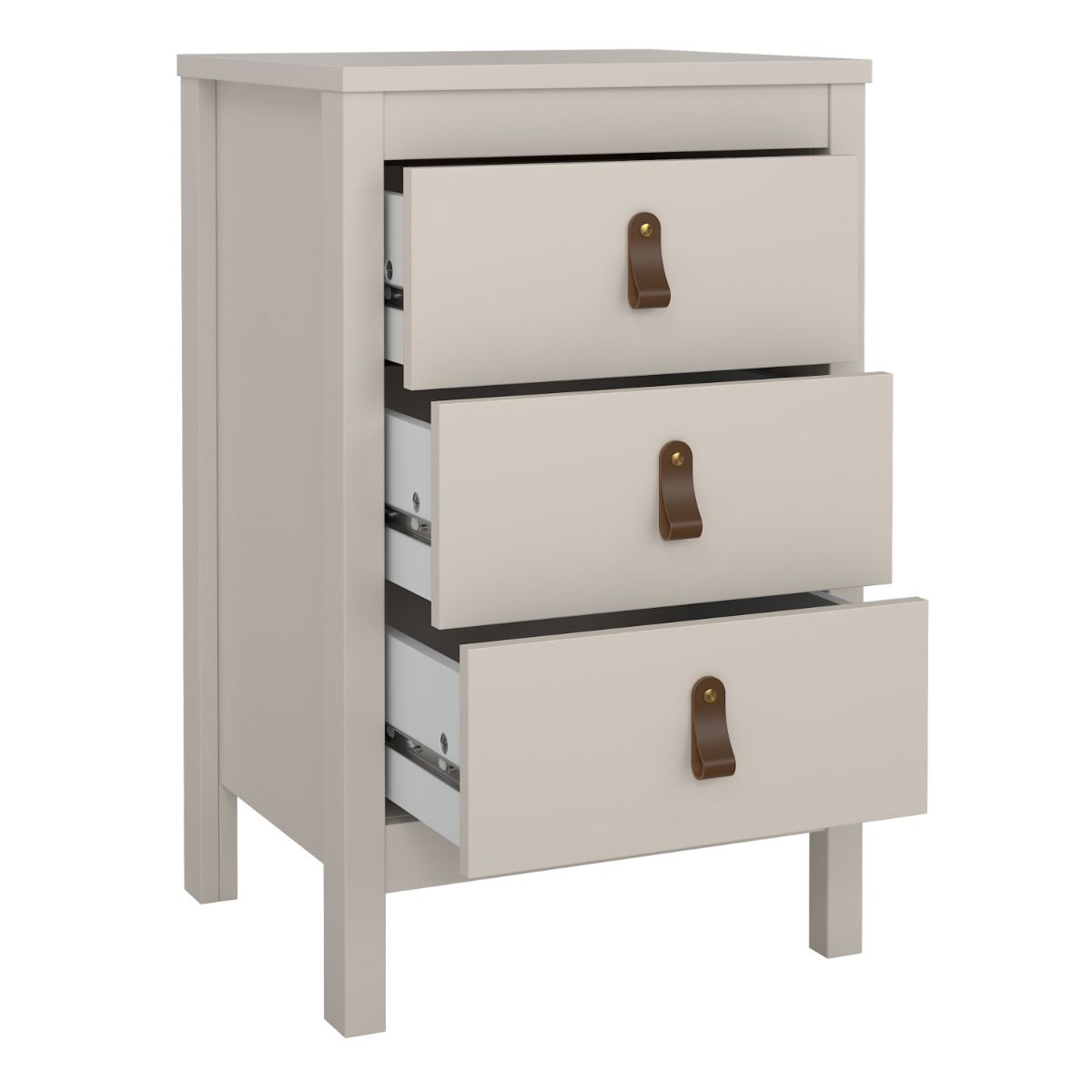 Barcelona Bedside Table 3 Drawers In Cashmere - Price Crash Furniture