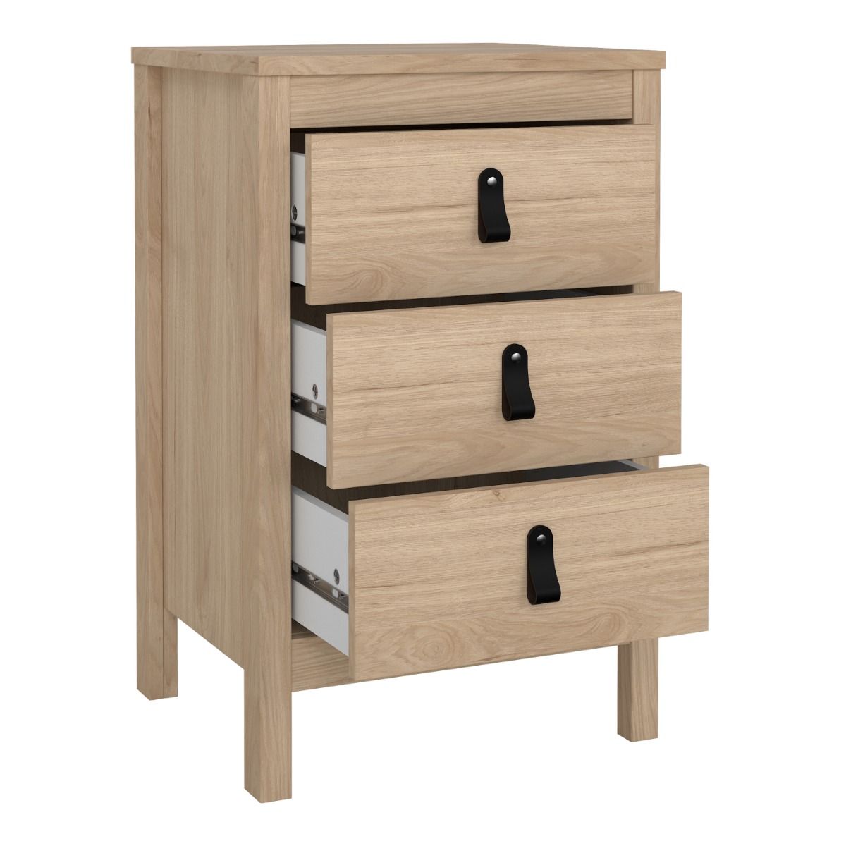 Barcelona Bedside Table 3 Drawers In Jackson Hickory Oak - Price Crash Furniture