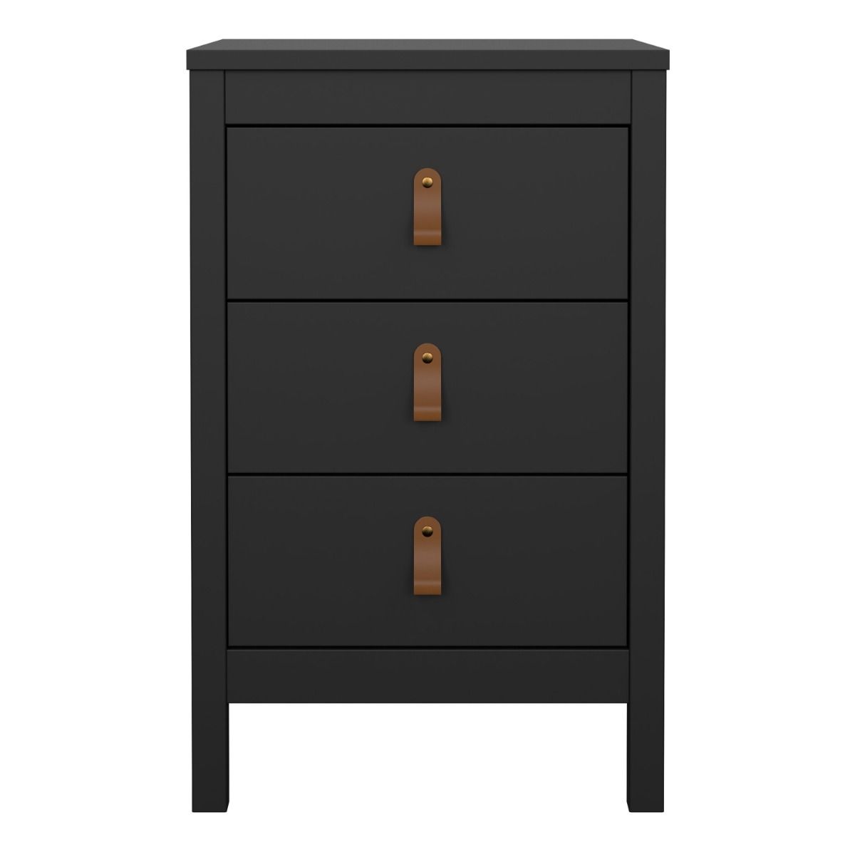 Barcelona Bedside Table 3 Drawers In Matt Black - Price Crash Furniture