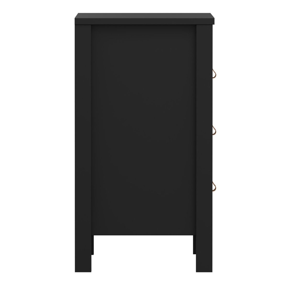 Barcelona Bedside Table 3 Drawers In Matt Black - Price Crash Furniture