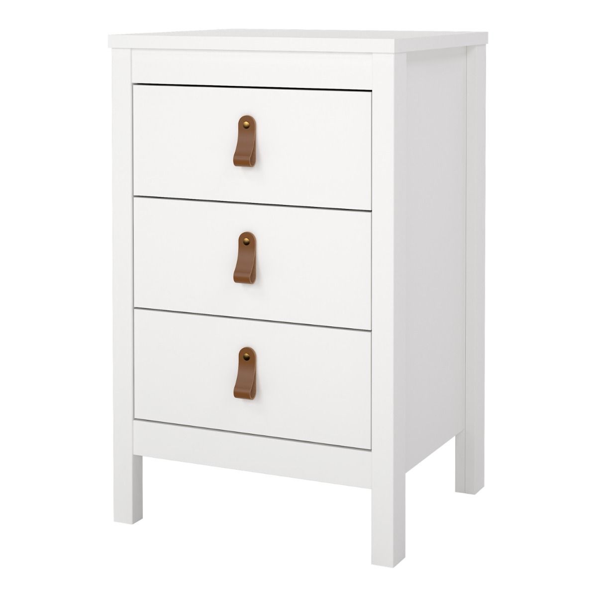 Barcelona Bedside Table 3 Drawers In White - Price Crash Furniture